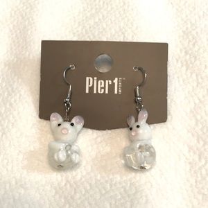 NWOT Pier 1 Imports glass bunny wire earrings